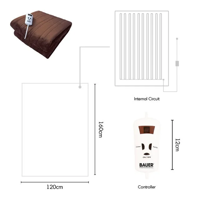 Bauer Luxury Soft Touch Heated Throw - Brown