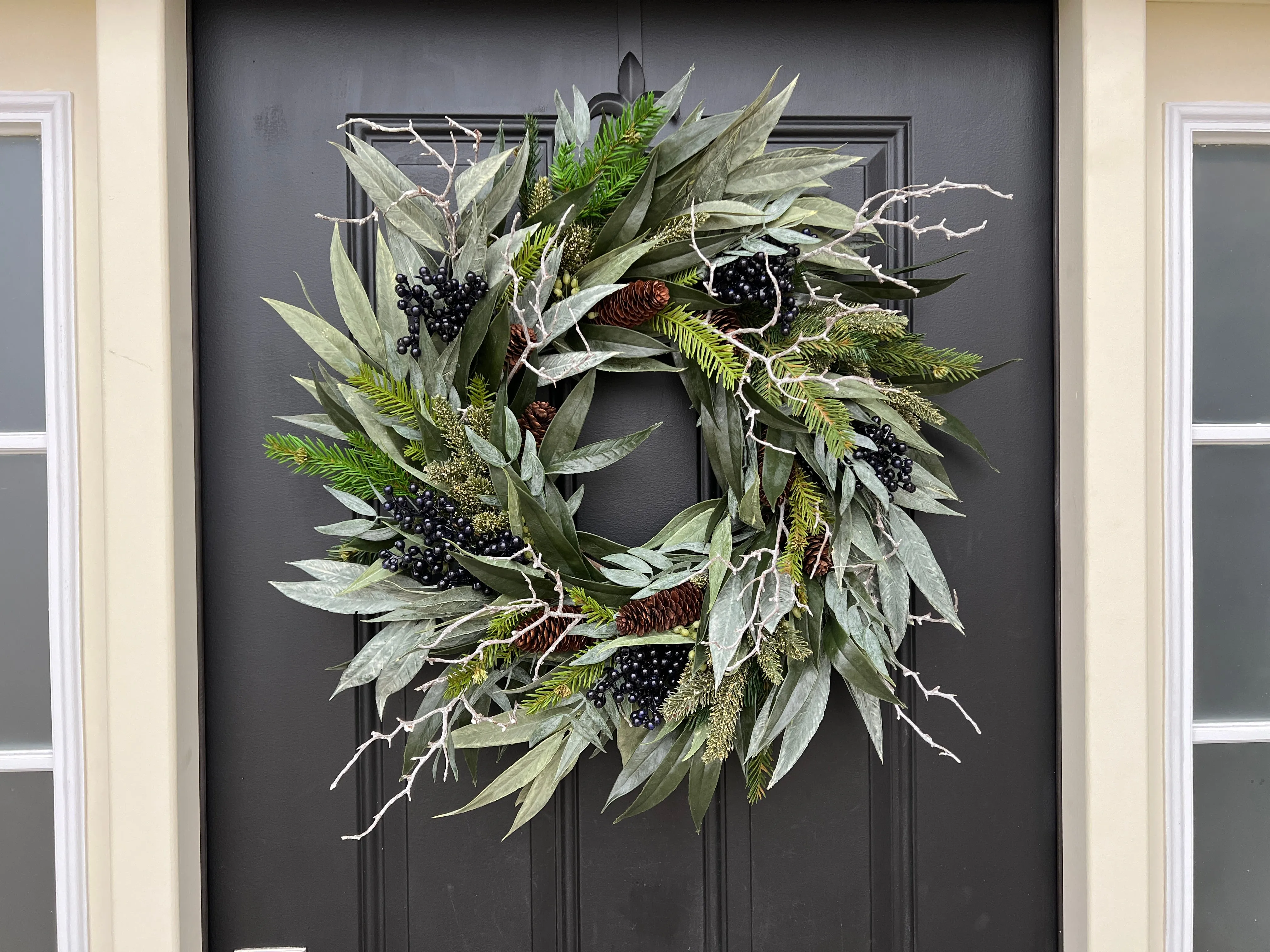 Blue and Pine Winter's Eve Wreath