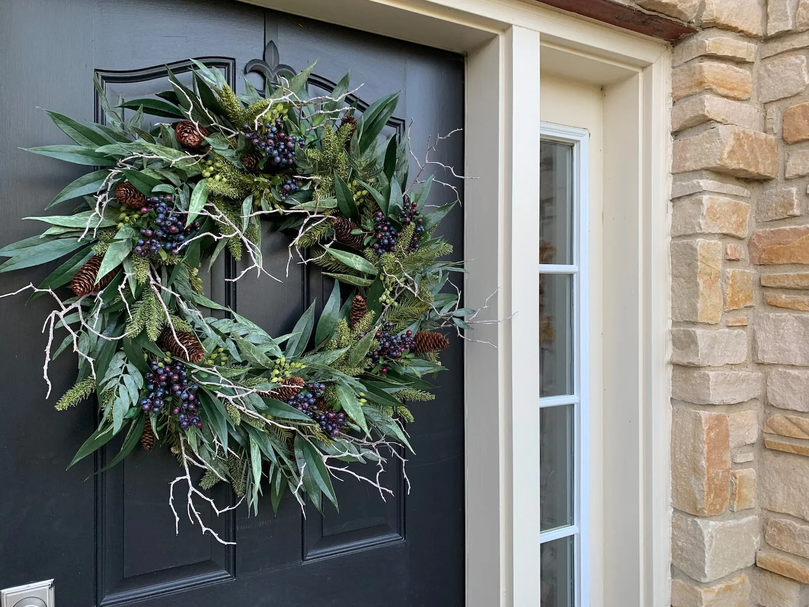Blue and Pine Winter's Eve Wreath