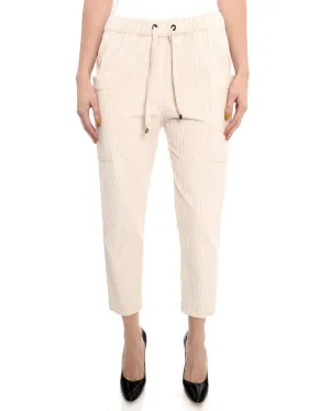 Brunello Cucinelli Ivory Corduroy Elastic Waist Pants - 6