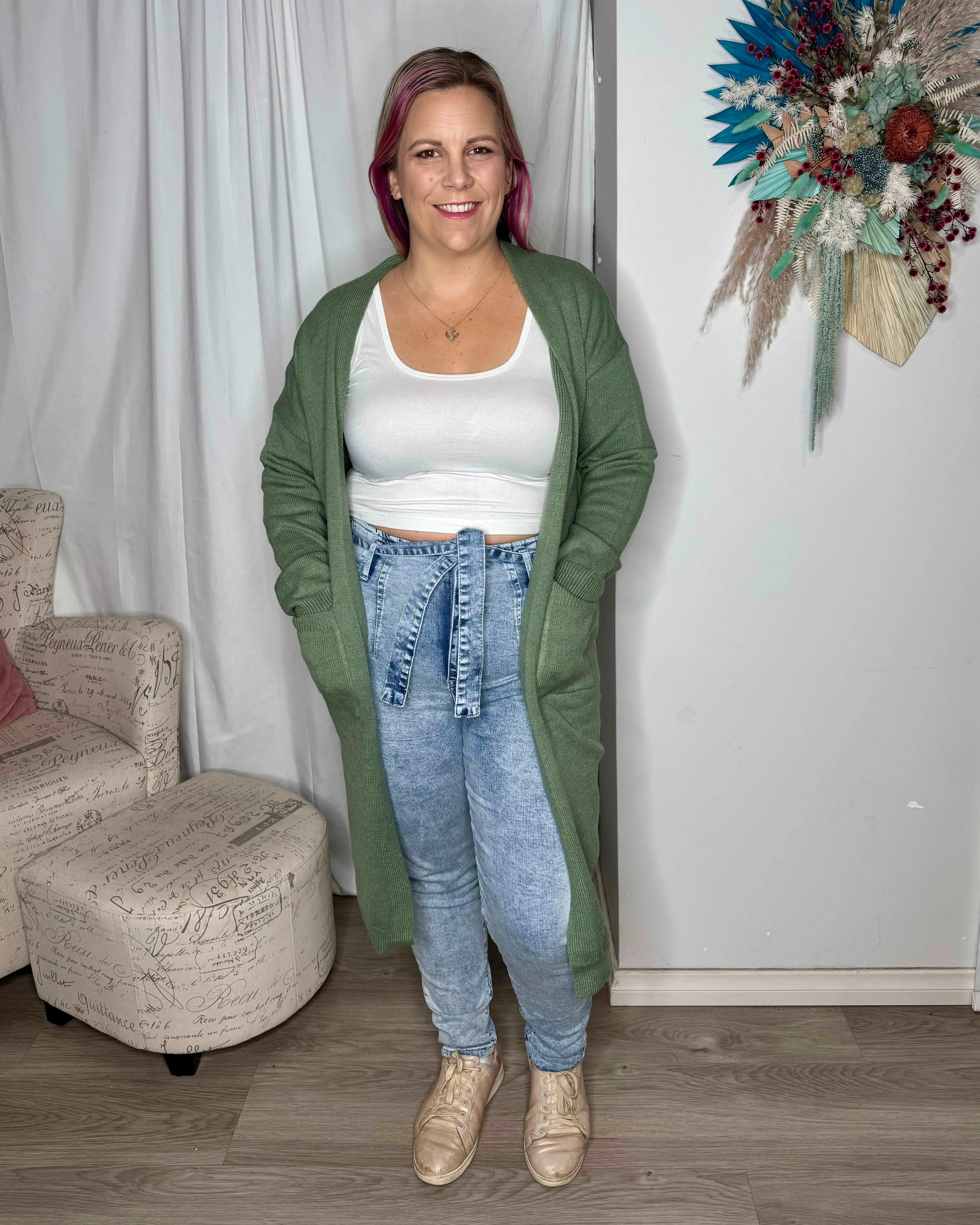 Calie Knit Cardigan - Sage Green
