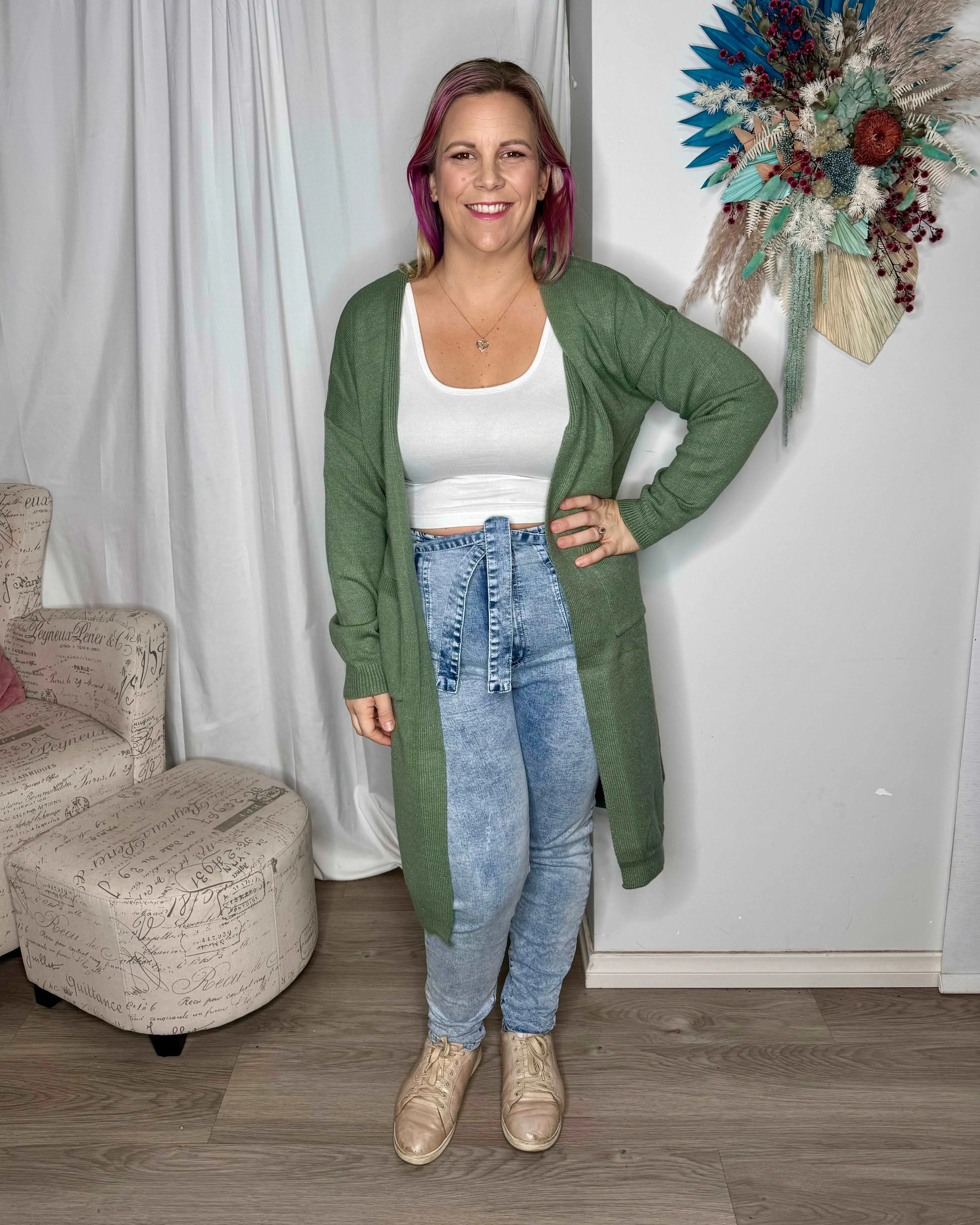 Calie Knit Cardigan - Sage Green