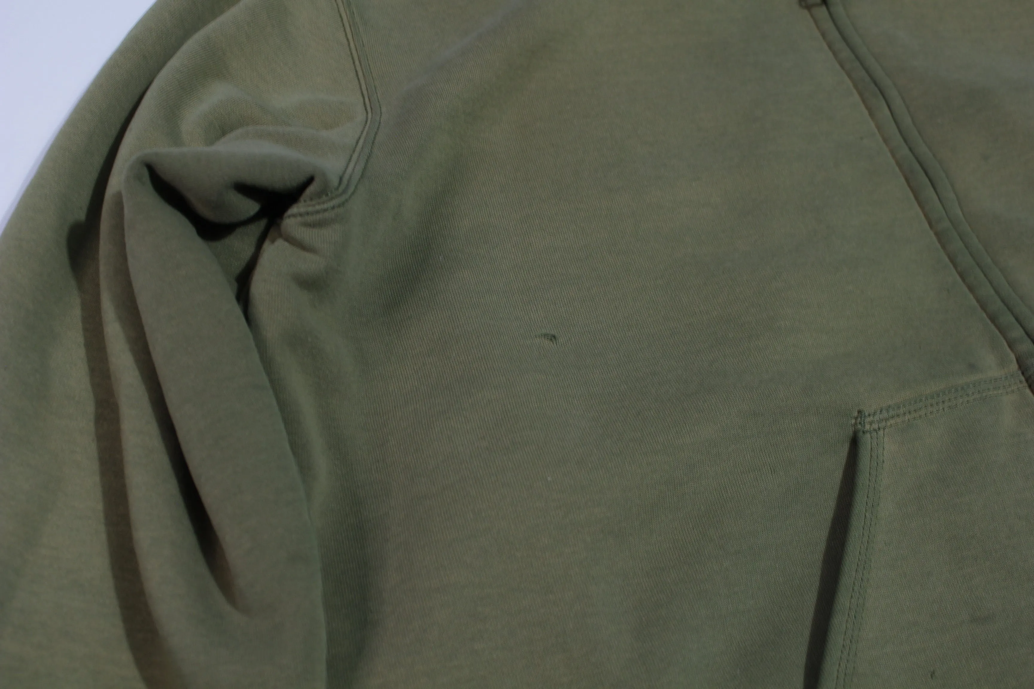 Carhartt 100632 Army Green Thermal Lined Vintage 00's Work Construction Hoodie Sweatshirt