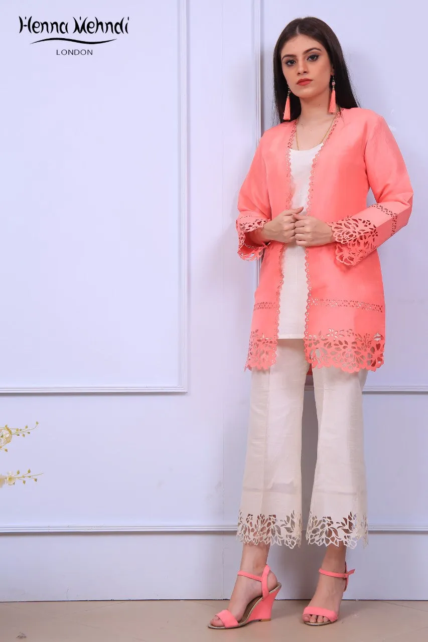 Coral Laser Cut Jacket Outfit