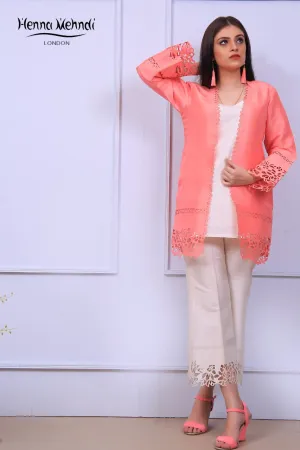 Coral Laser Cut Jacket Outfit