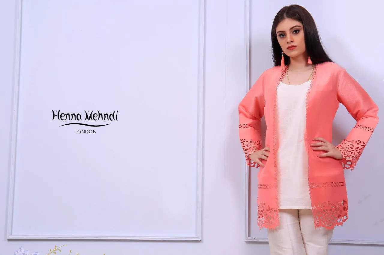 Coral Laser Cut Jacket Outfit