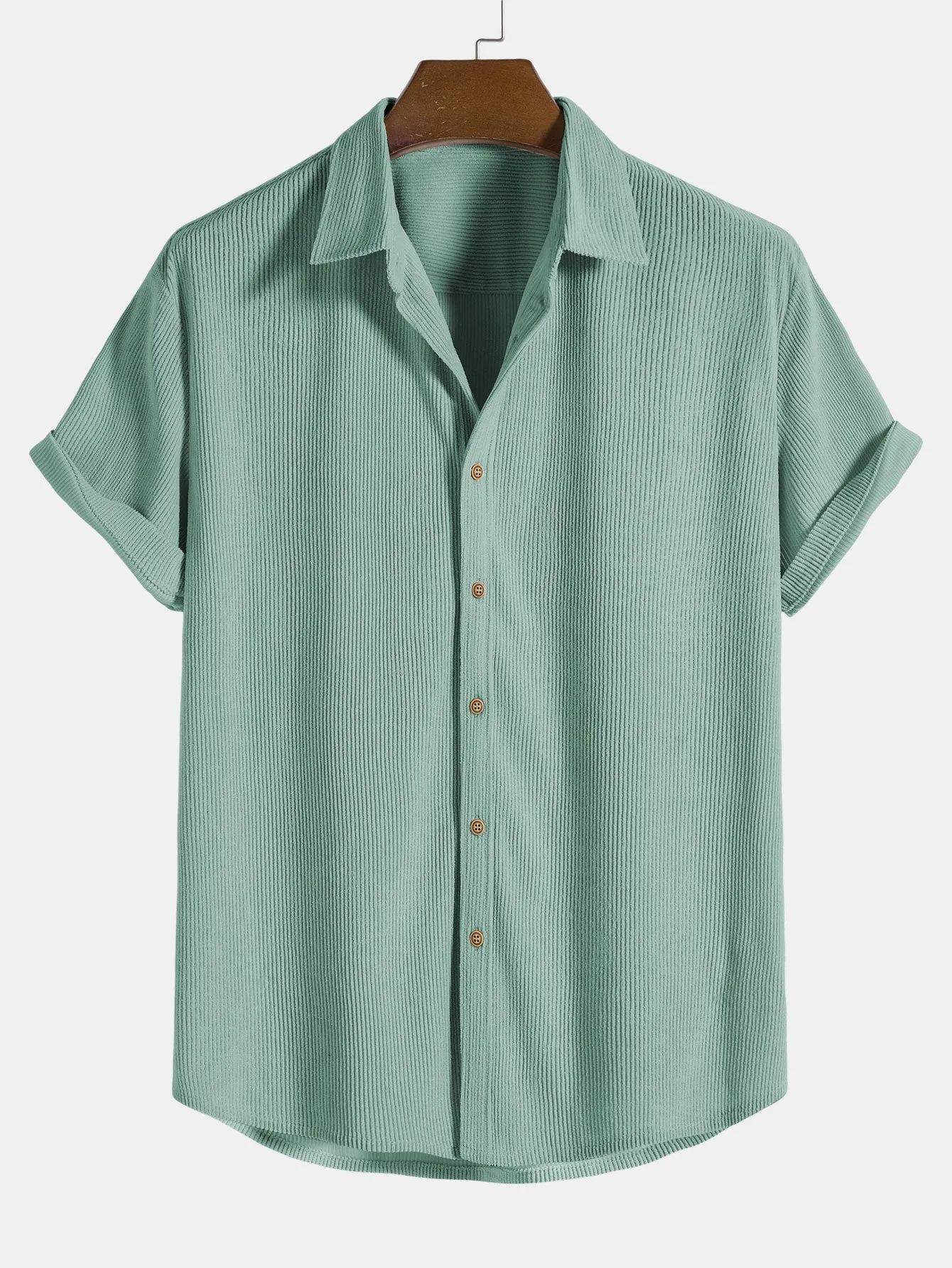 Corduroy Button Up Short Sleeved Shirt & Straight Leg Corduroy Pants
