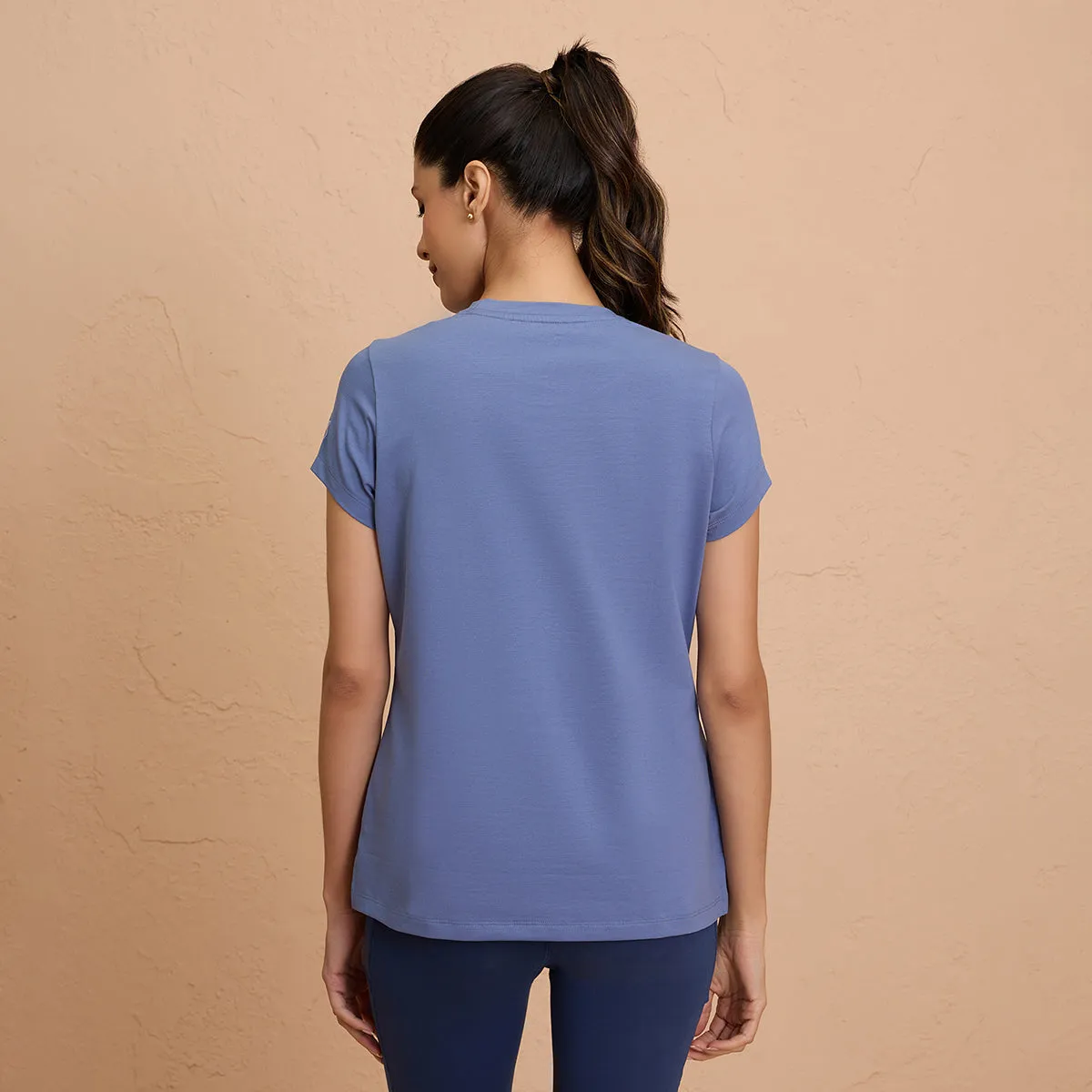 Cotton Stretch T-Shirt-Super Comfy & Flattering-NYLE216-Blue