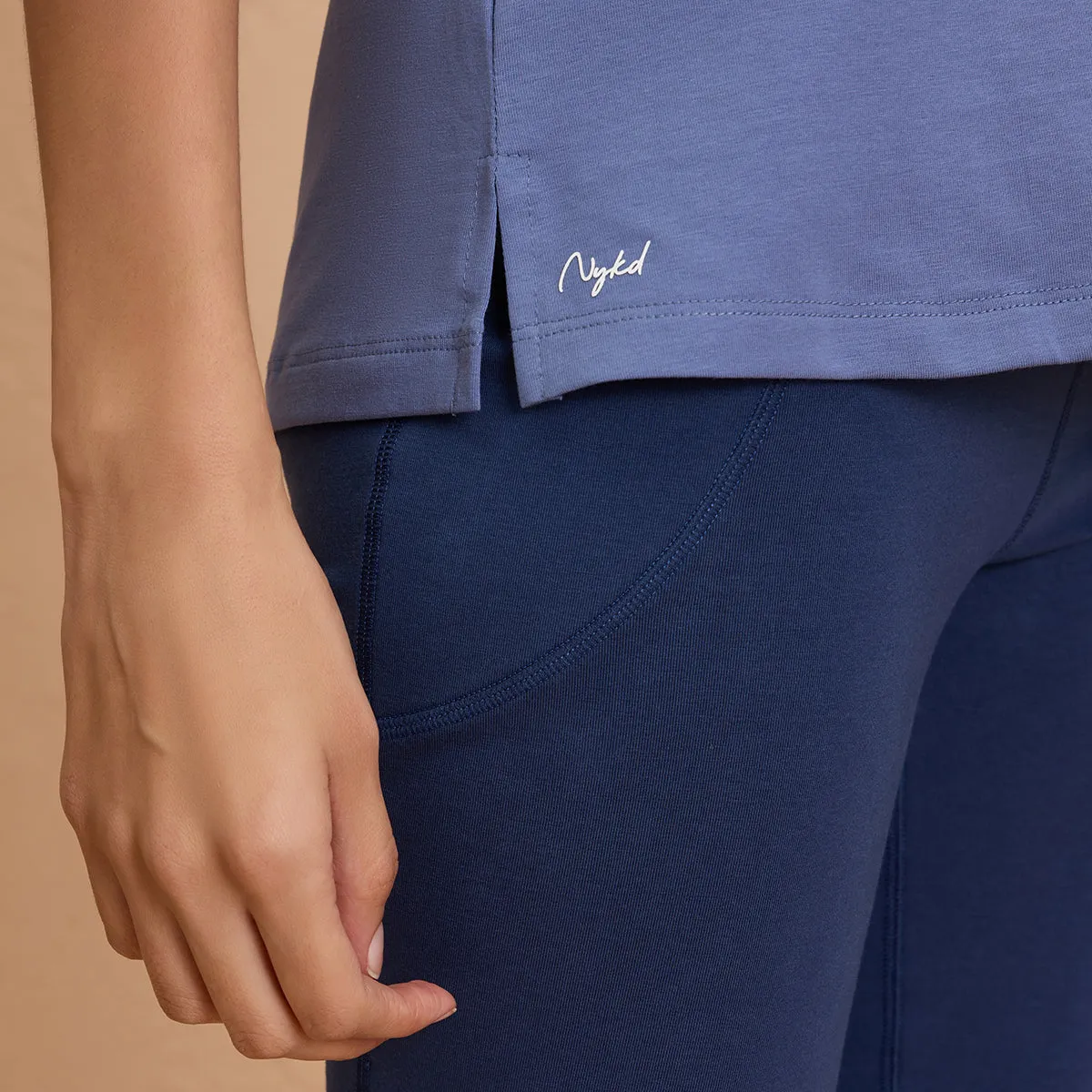 Cotton Stretch T-Shirt-Super Comfy & Flattering-NYLE216-Blue