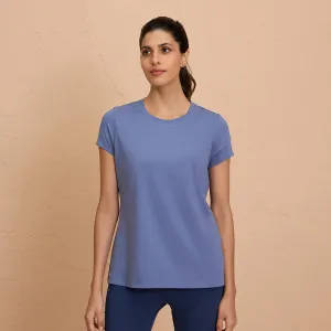 Cotton Stretch T-Shirt-Super Comfy & Flattering-NYLE216-Blue