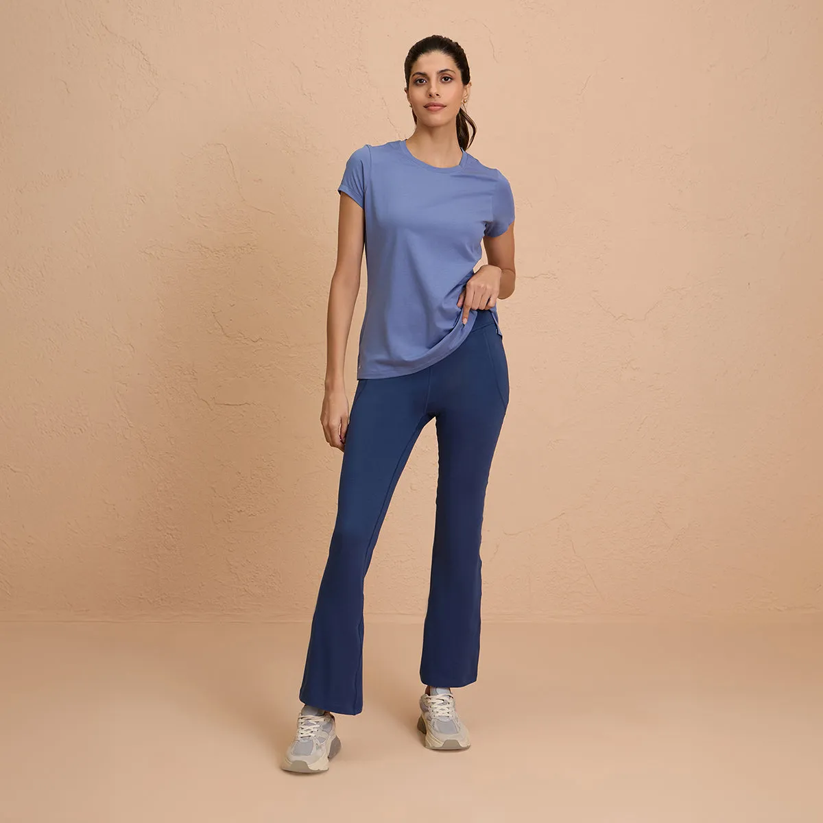 Cotton Stretch T-Shirt-Super Comfy & Flattering-NYLE216-Blue