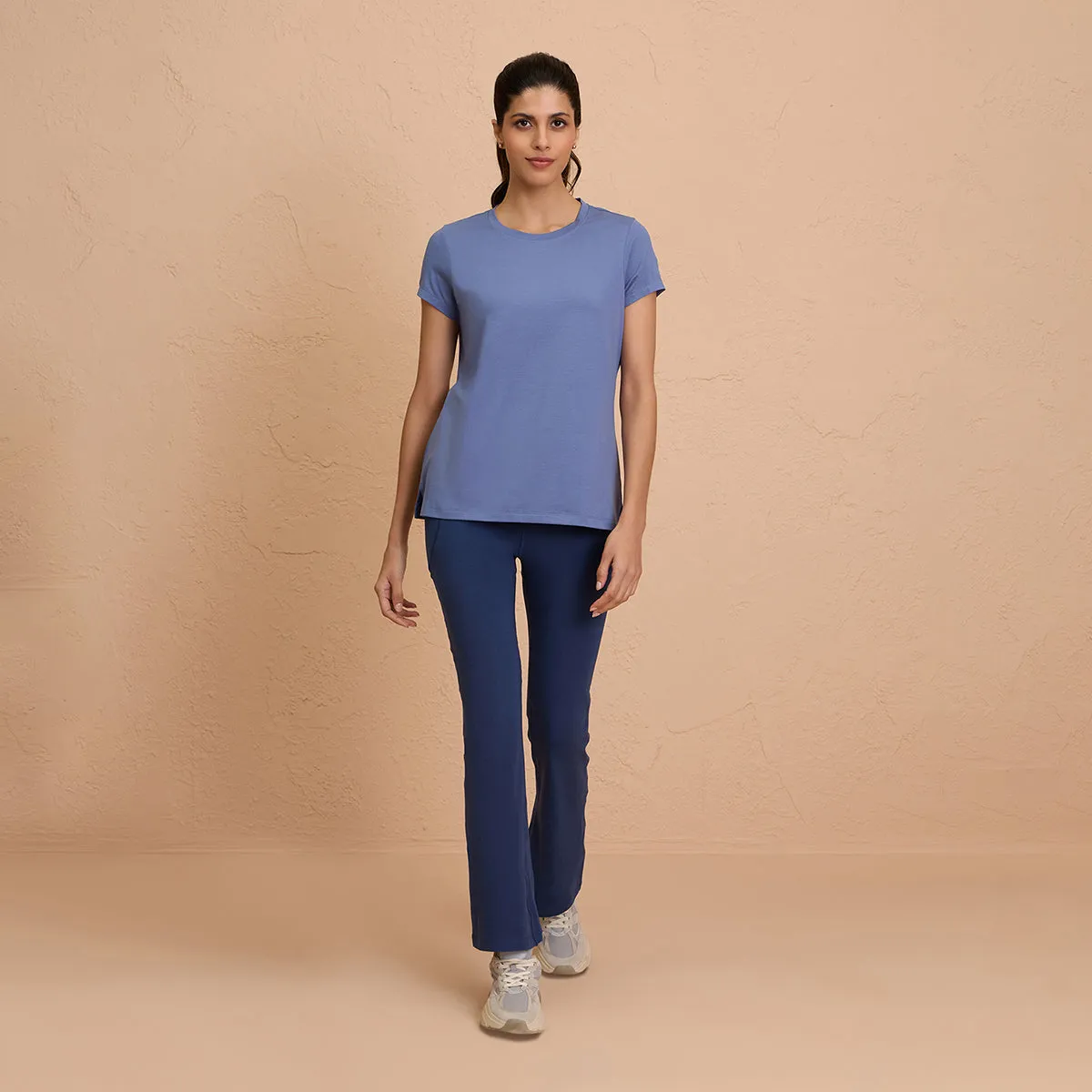 Cotton Stretch T-Shirt-Super Comfy & Flattering-NYLE216-Blue