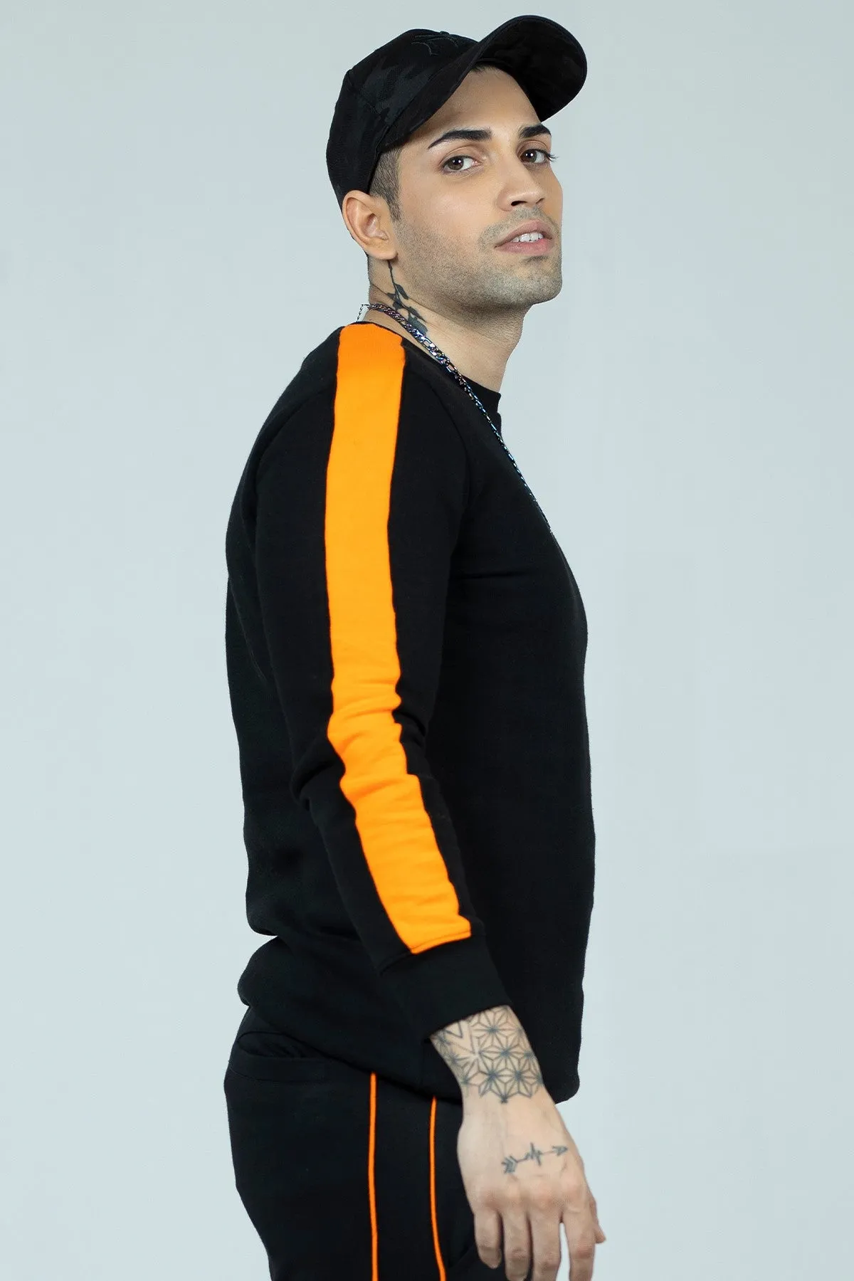 Cut and Sew Black Sweatshirt - W21 - MSW013R