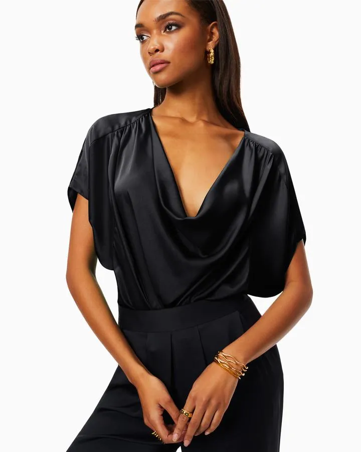 Dorothy Cowl Neck Top - Black