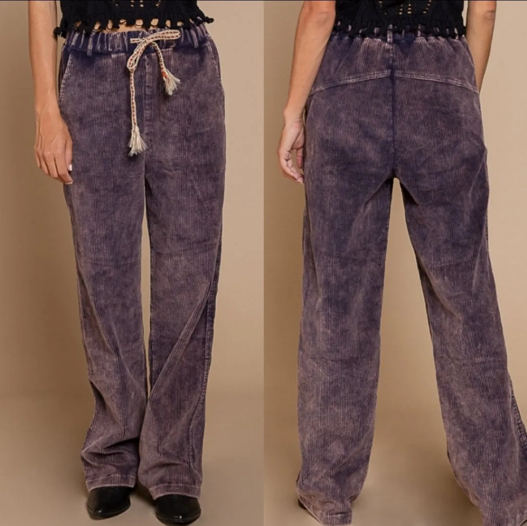 Drawstring Corduroy Pants