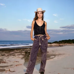 Drawstring Corduroy Pants