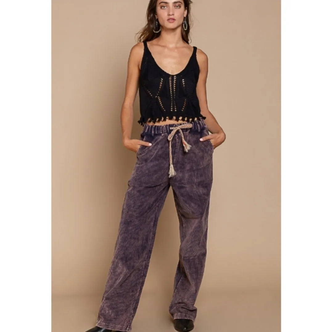Drawstring Corduroy Pants