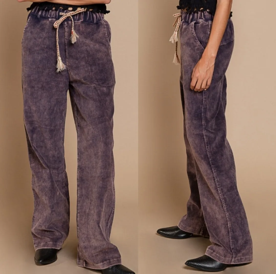 Drawstring Corduroy Pants