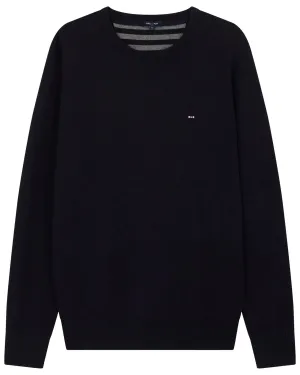 Eden Park Regular Wool and Cotton Crew Neck Jumper - Dark Blue