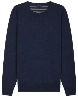 Eden Park Regular Wool and Cotton Crew Neck Jumper - Navy Blue