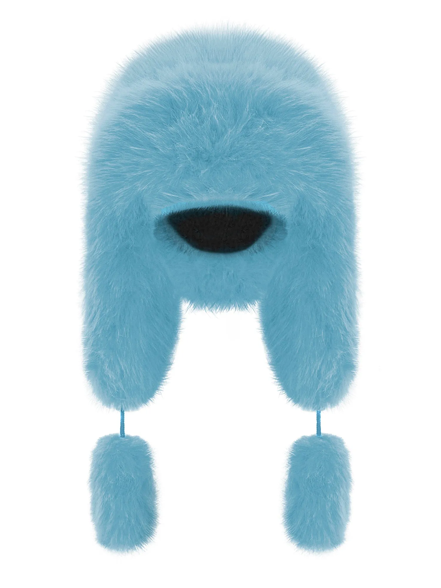 Fancy Poodle Faux Fur Hat Blue