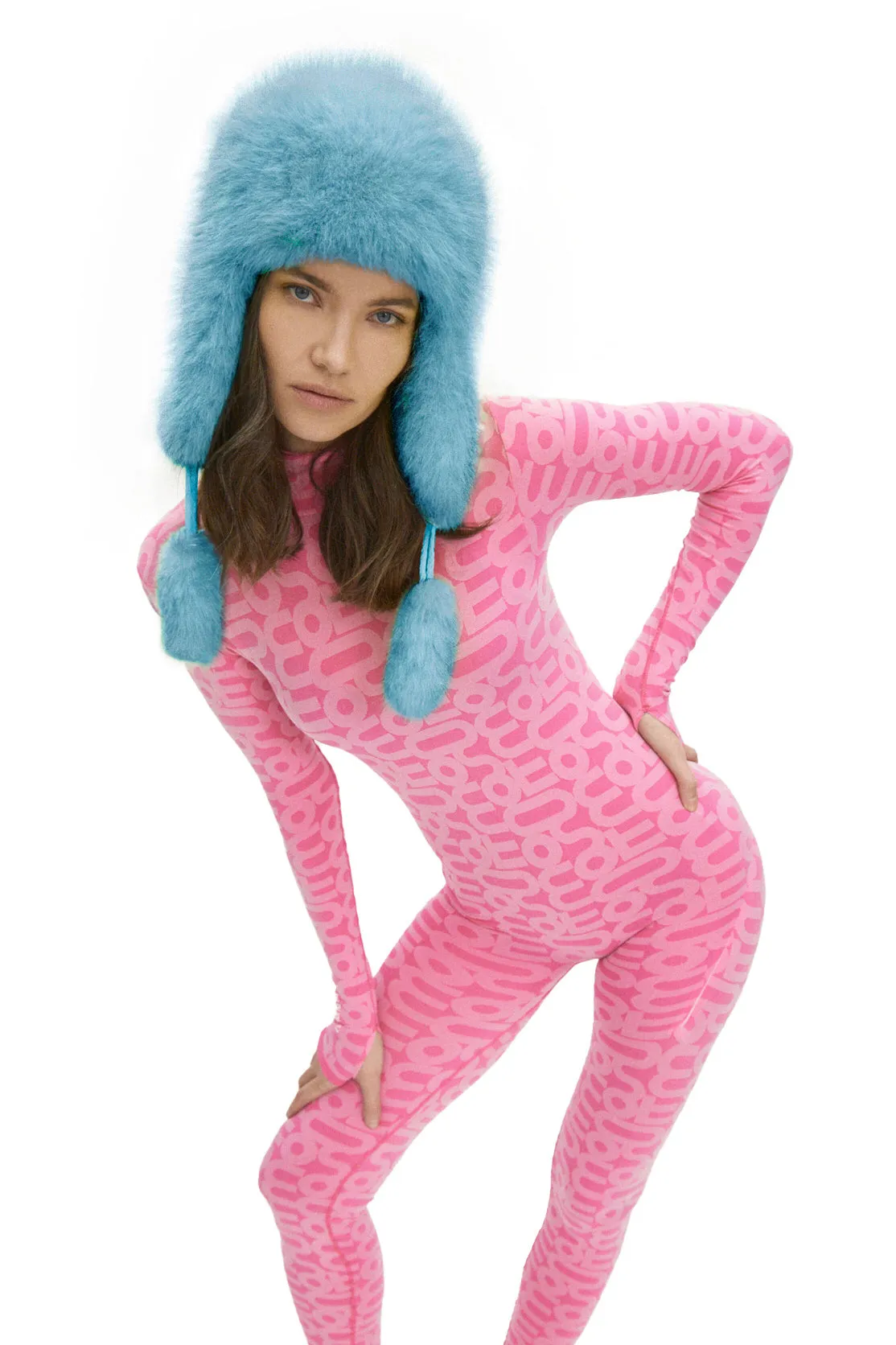 Fancy Poodle Faux Fur Hat Blue