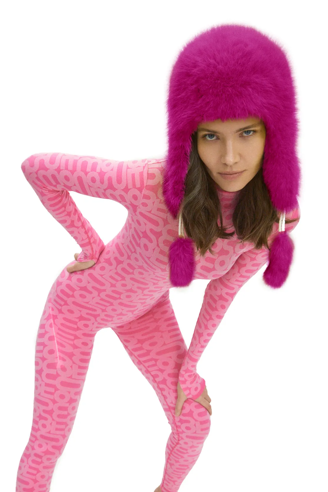 Fancy Poodle Faux Fur Hat Fuchsia
