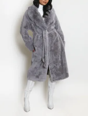 Faux Fur Belted Coat