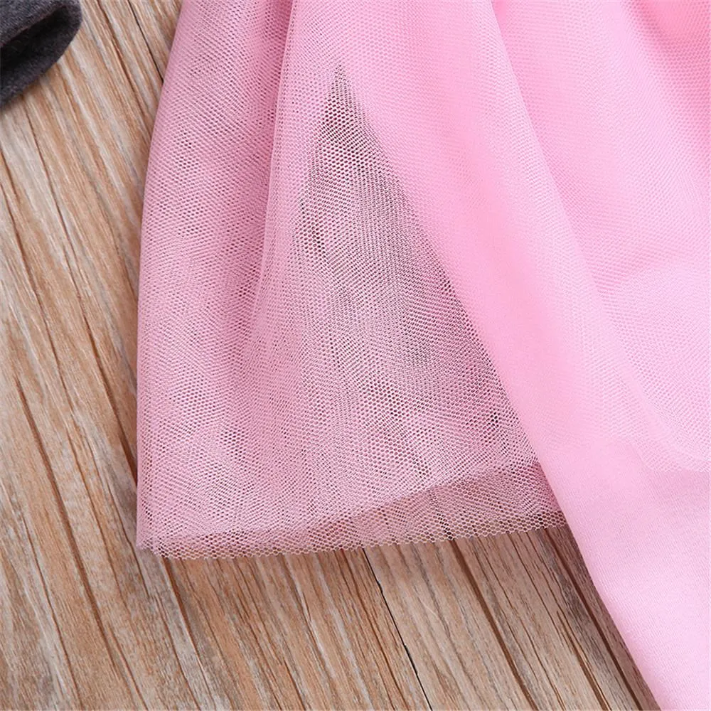 Girls Long Sleeve Letter Printed Tops & Tulle Culottes