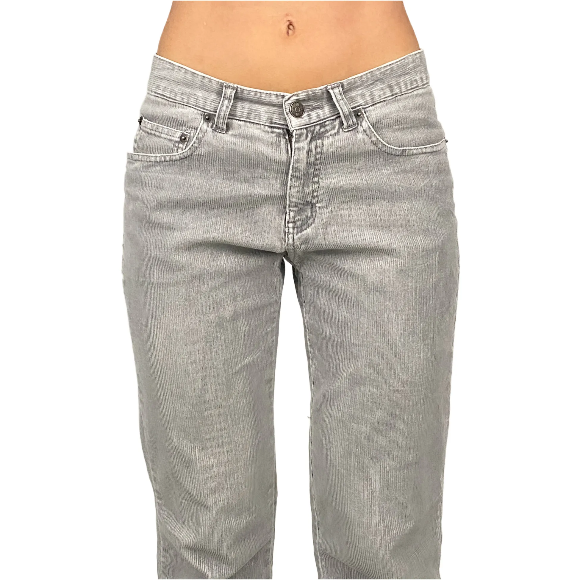 Gray Mid-Rise Corduroy Flares (S)
