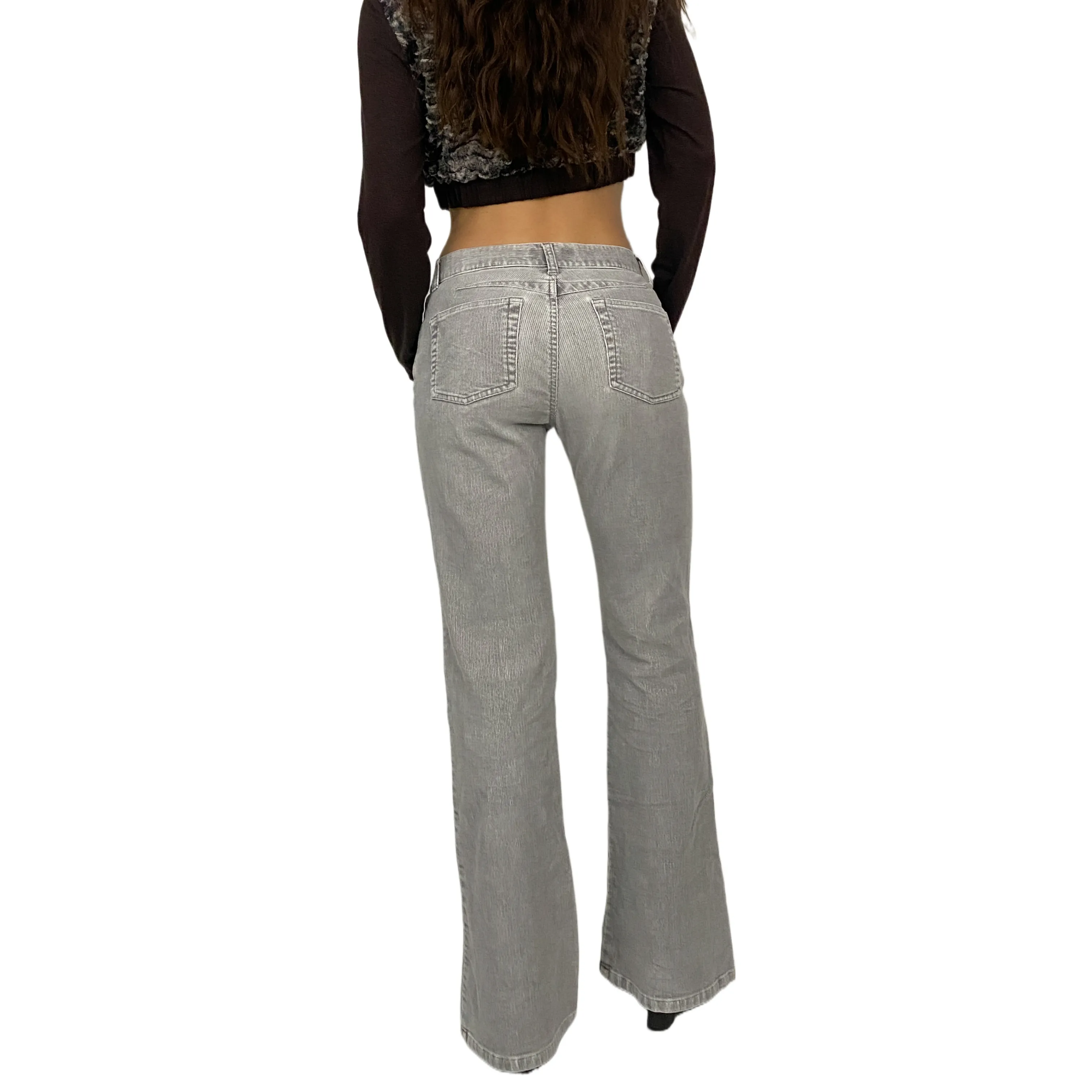 Gray Mid-Rise Corduroy Flares (S)