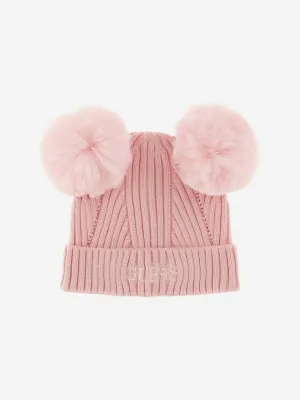 Guess Girls Knitted Pom Pom Hat in Pink