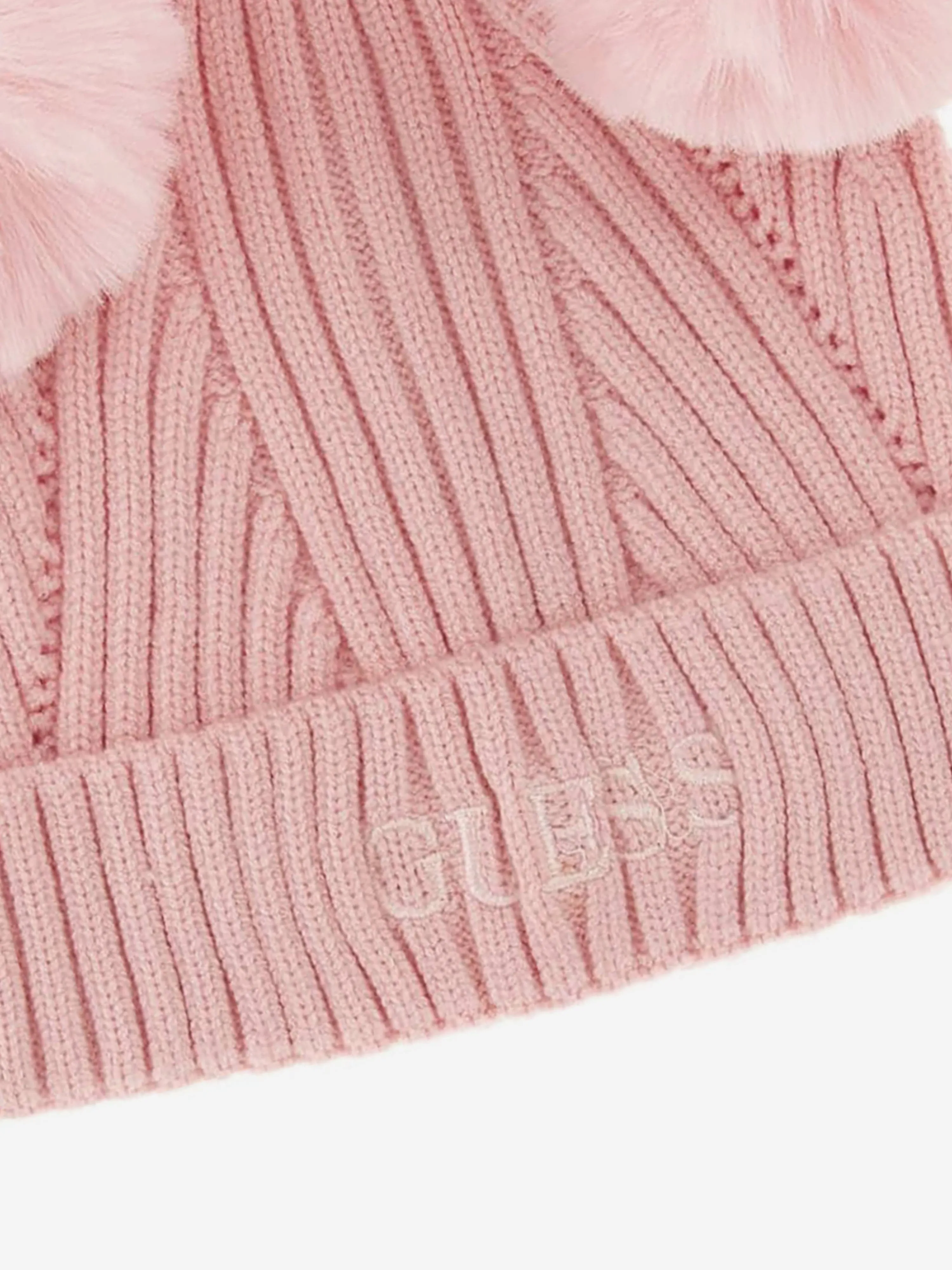 Guess Girls Knitted Pom Pom Hat in Pink