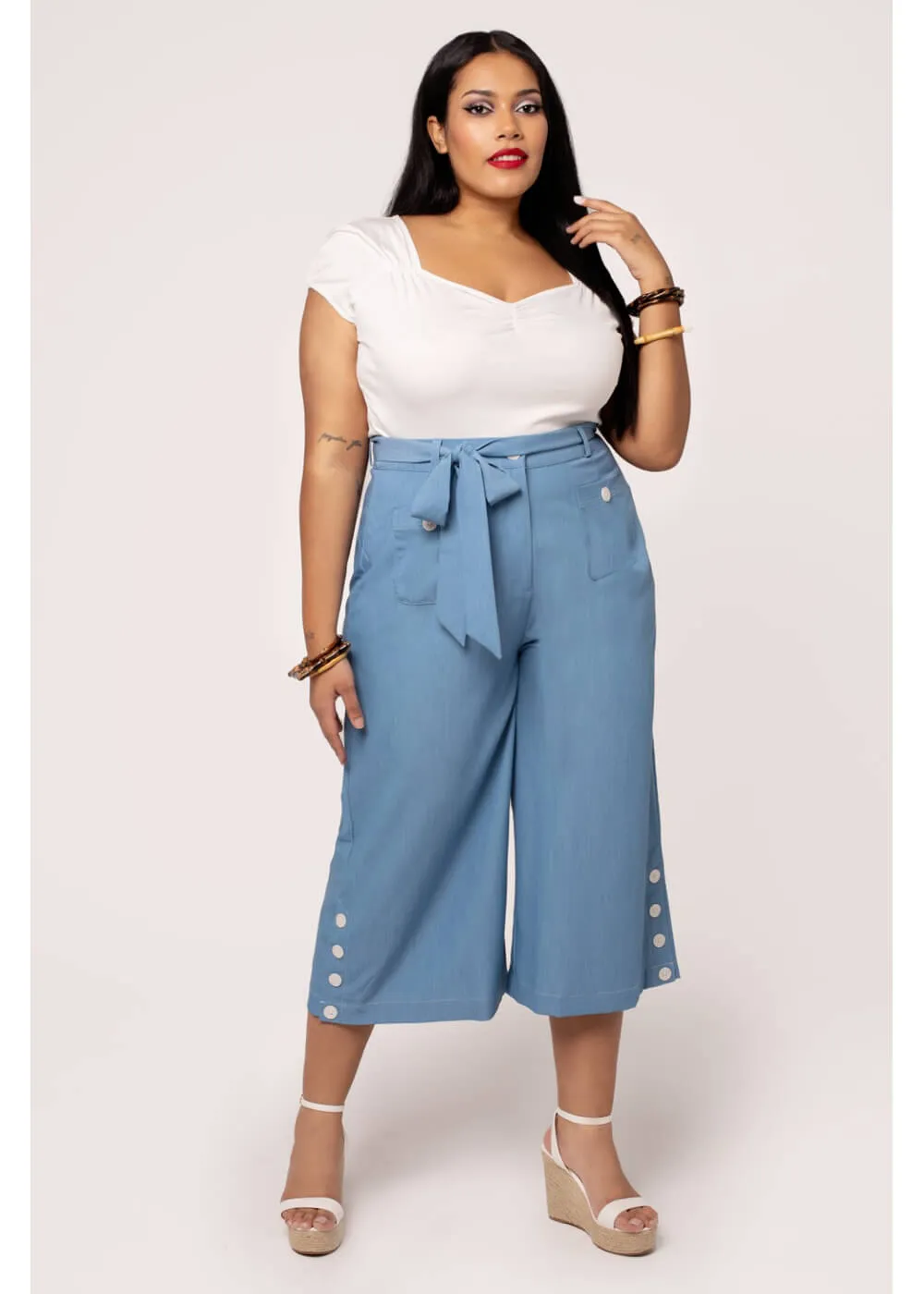 Hell Bunny Rylee Culottes Blue