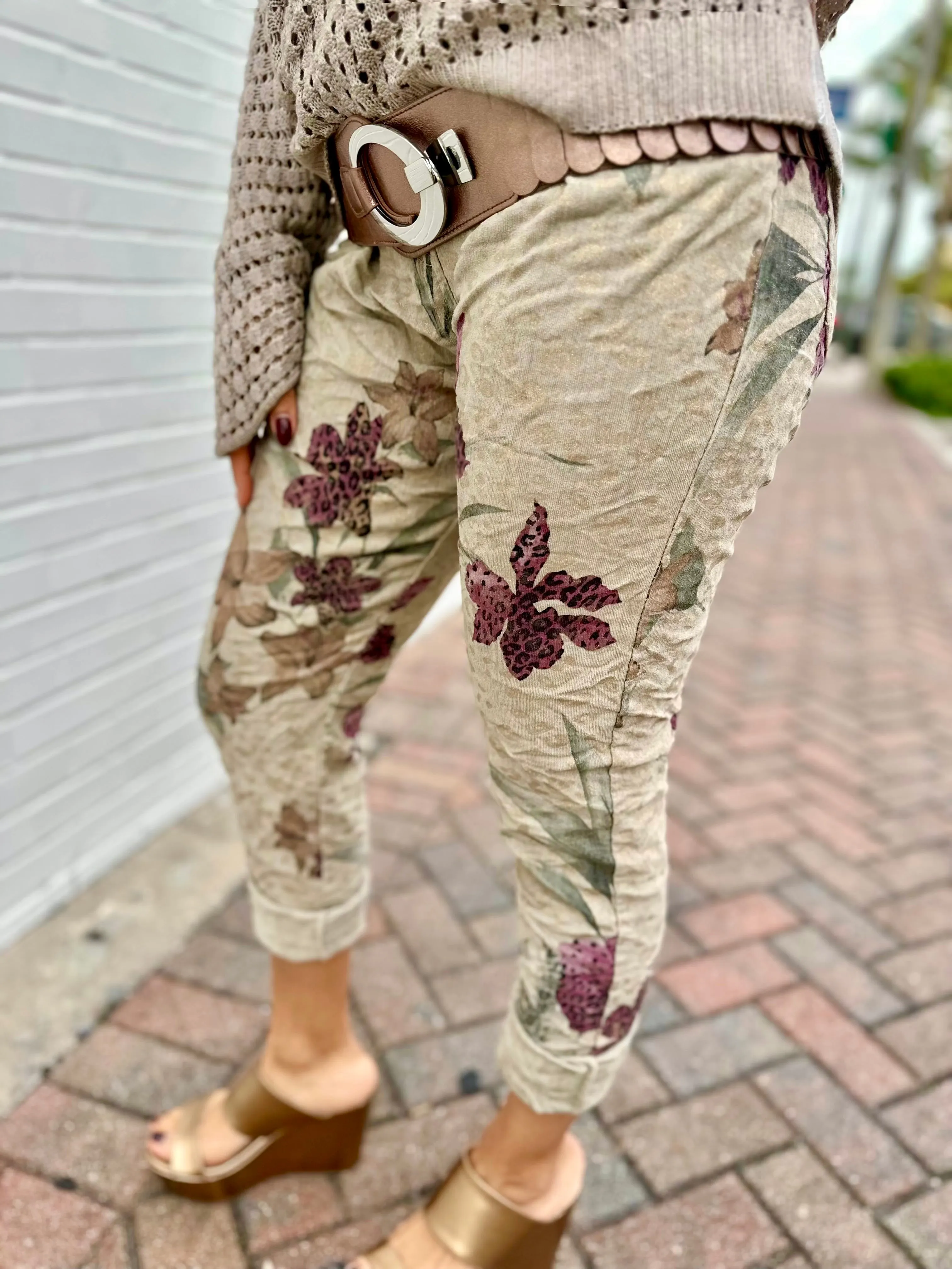 Hibiscus Cheetah Corduroy Jogger Pants