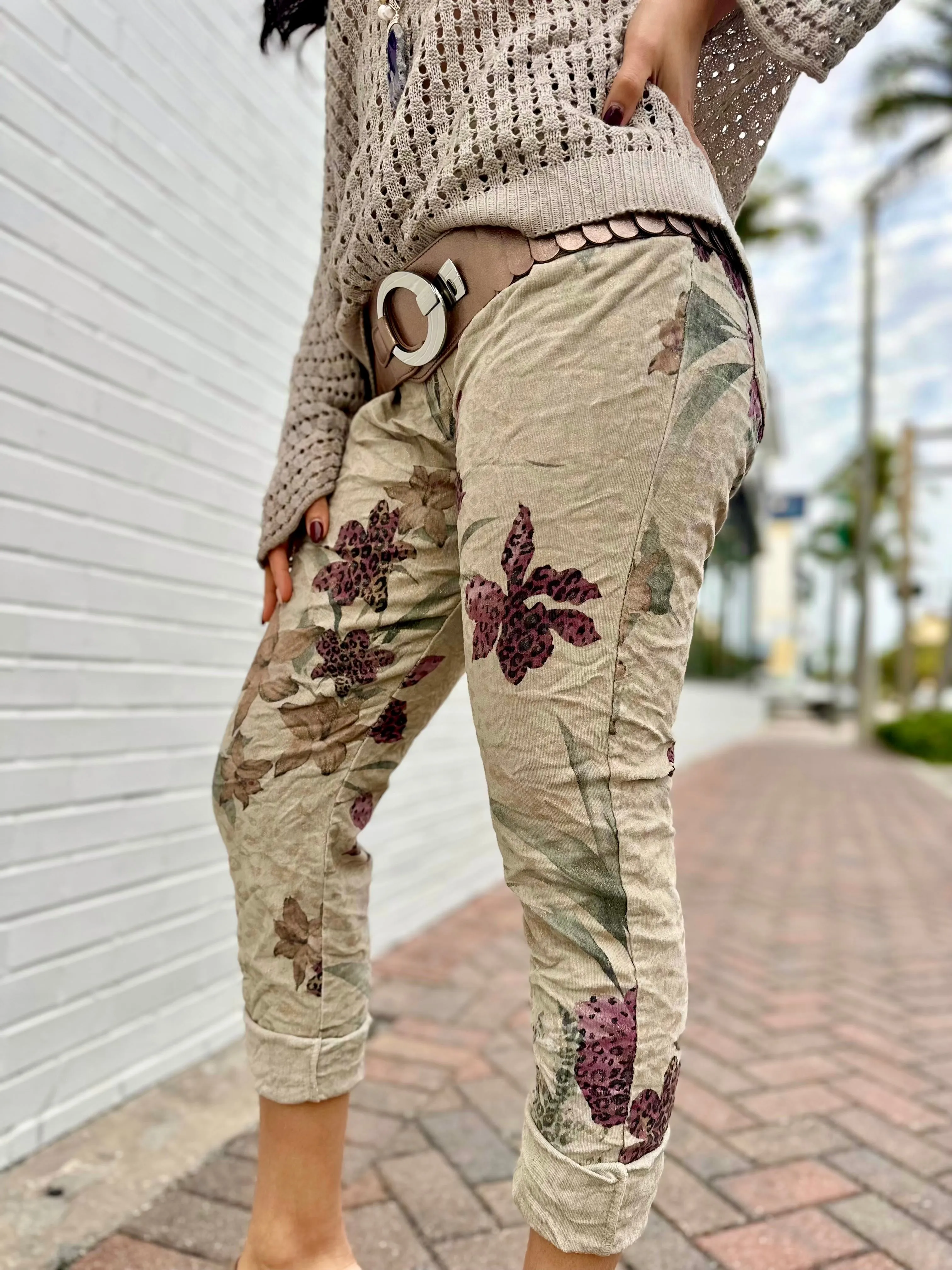 Hibiscus Cheetah Corduroy Jogger Pants