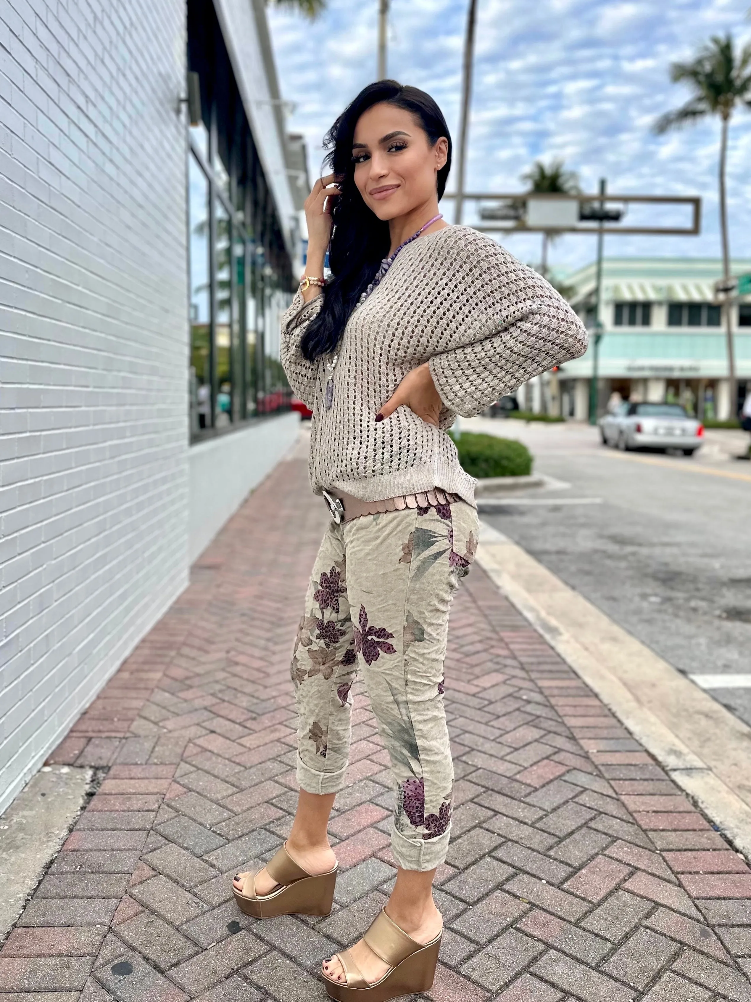 Hibiscus Cheetah Corduroy Jogger Pants