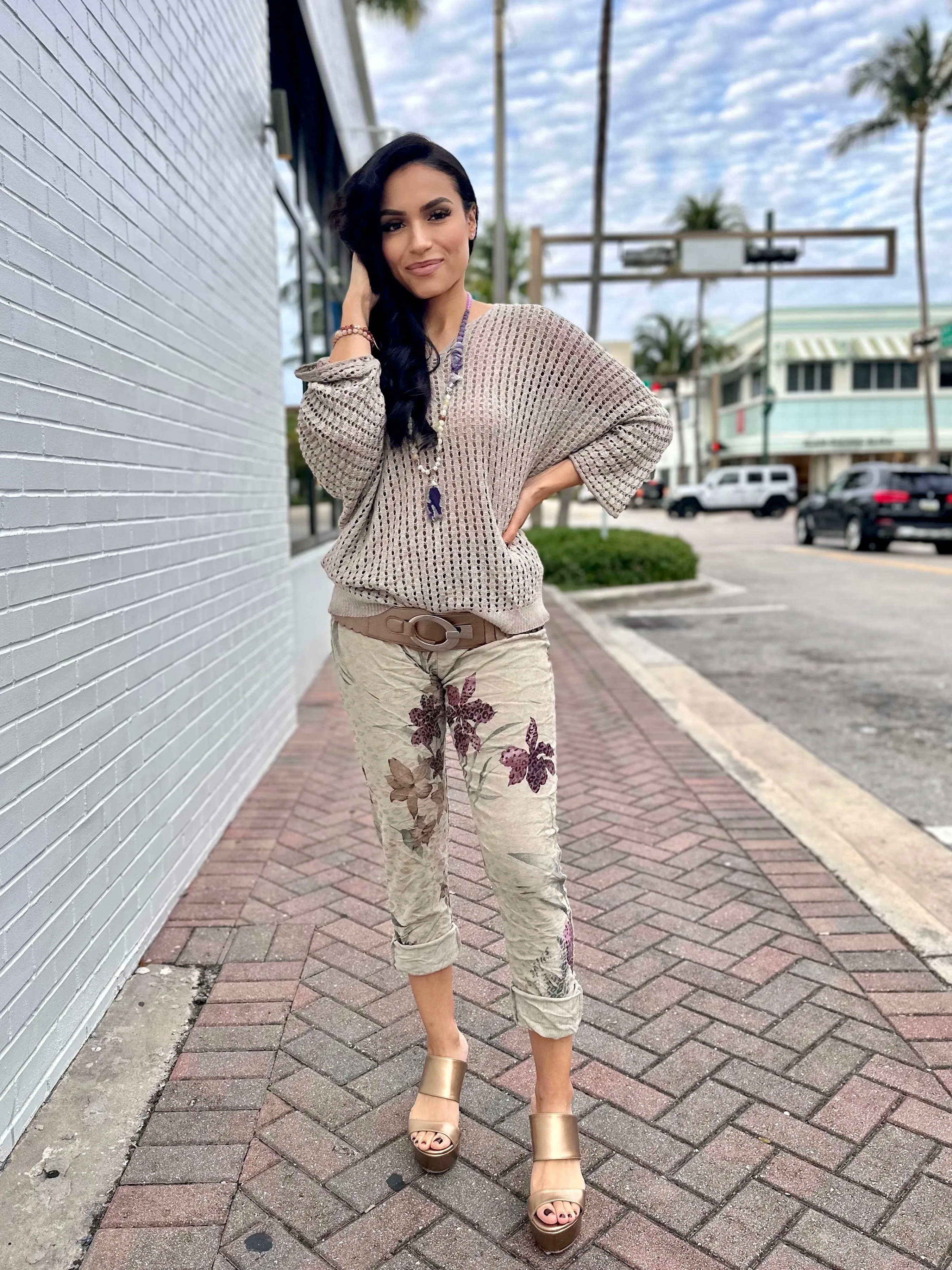 Hibiscus Cheetah Corduroy Jogger Pants