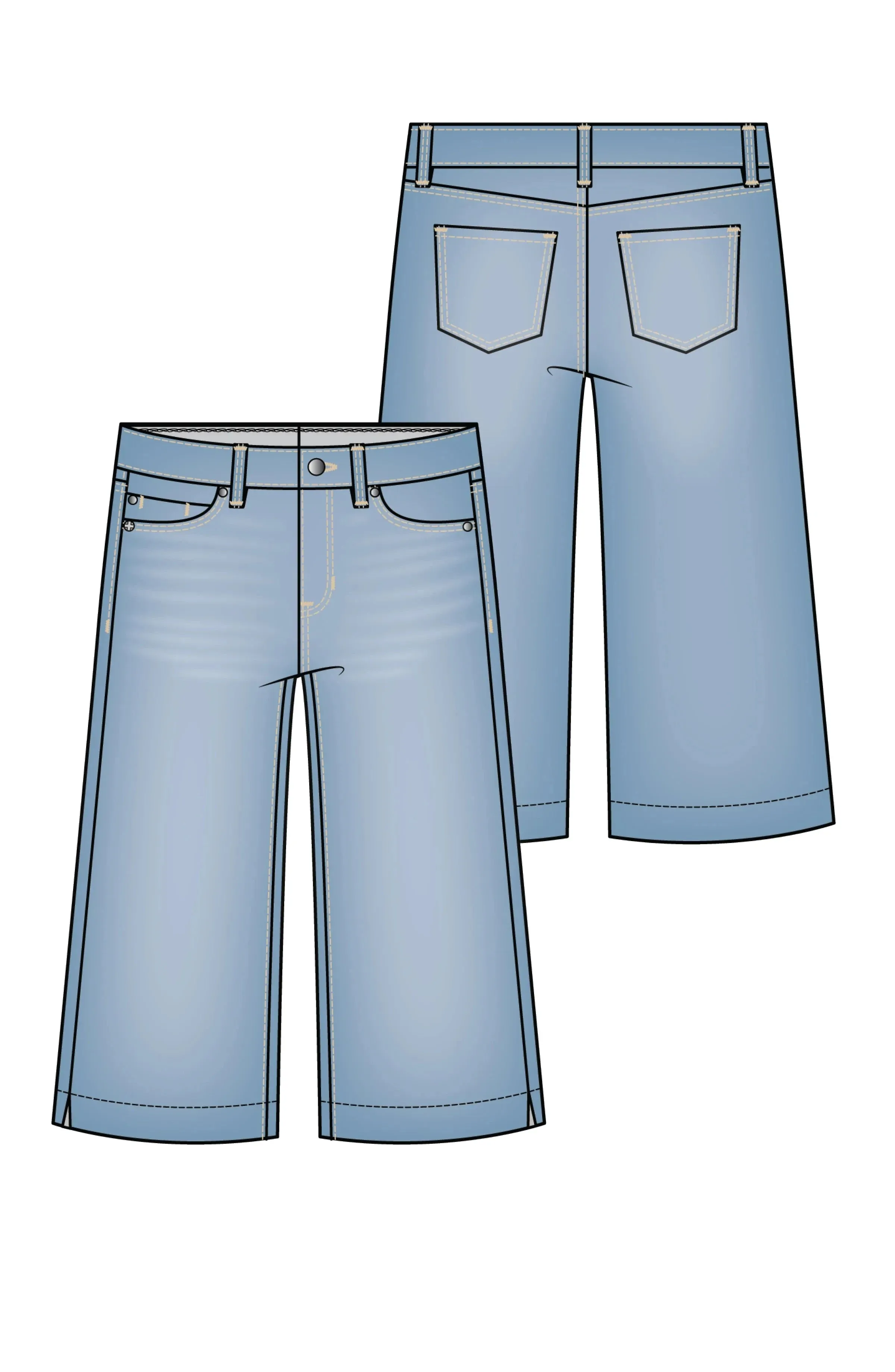 HIGH WAIST DENIM YACHT PANTS