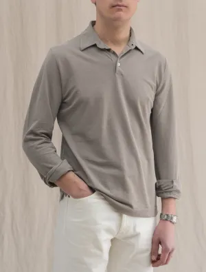 Ice Cotton Polo Shirt Long Sleeve Taupe