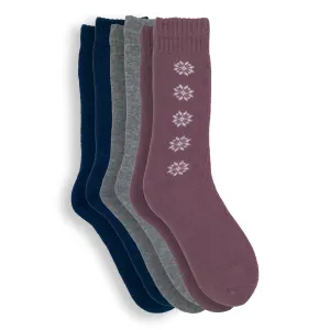 Ladies Snowflake Fancy Heat Crew Socks