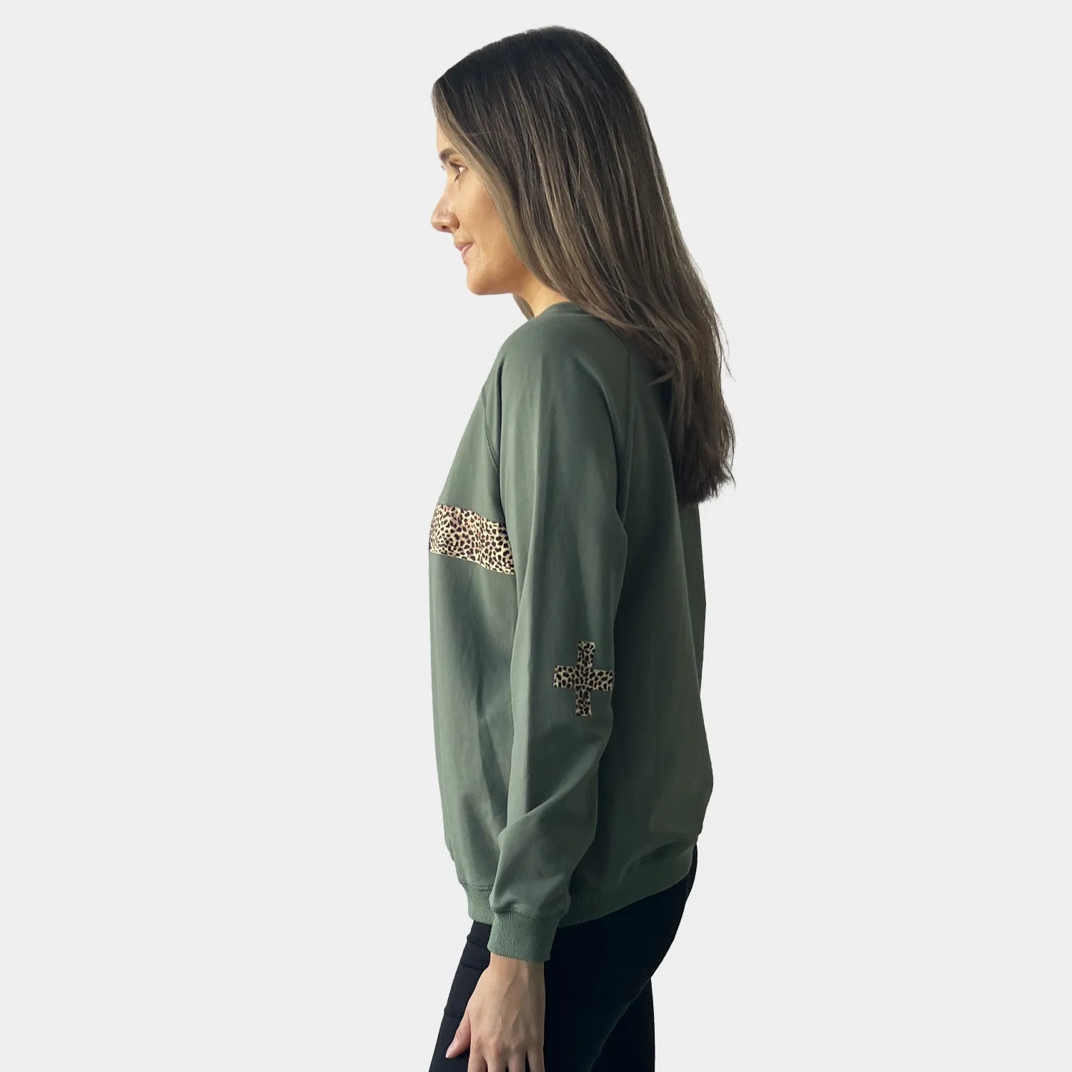 LEOPARD & CROSS PRINT - KHAKI