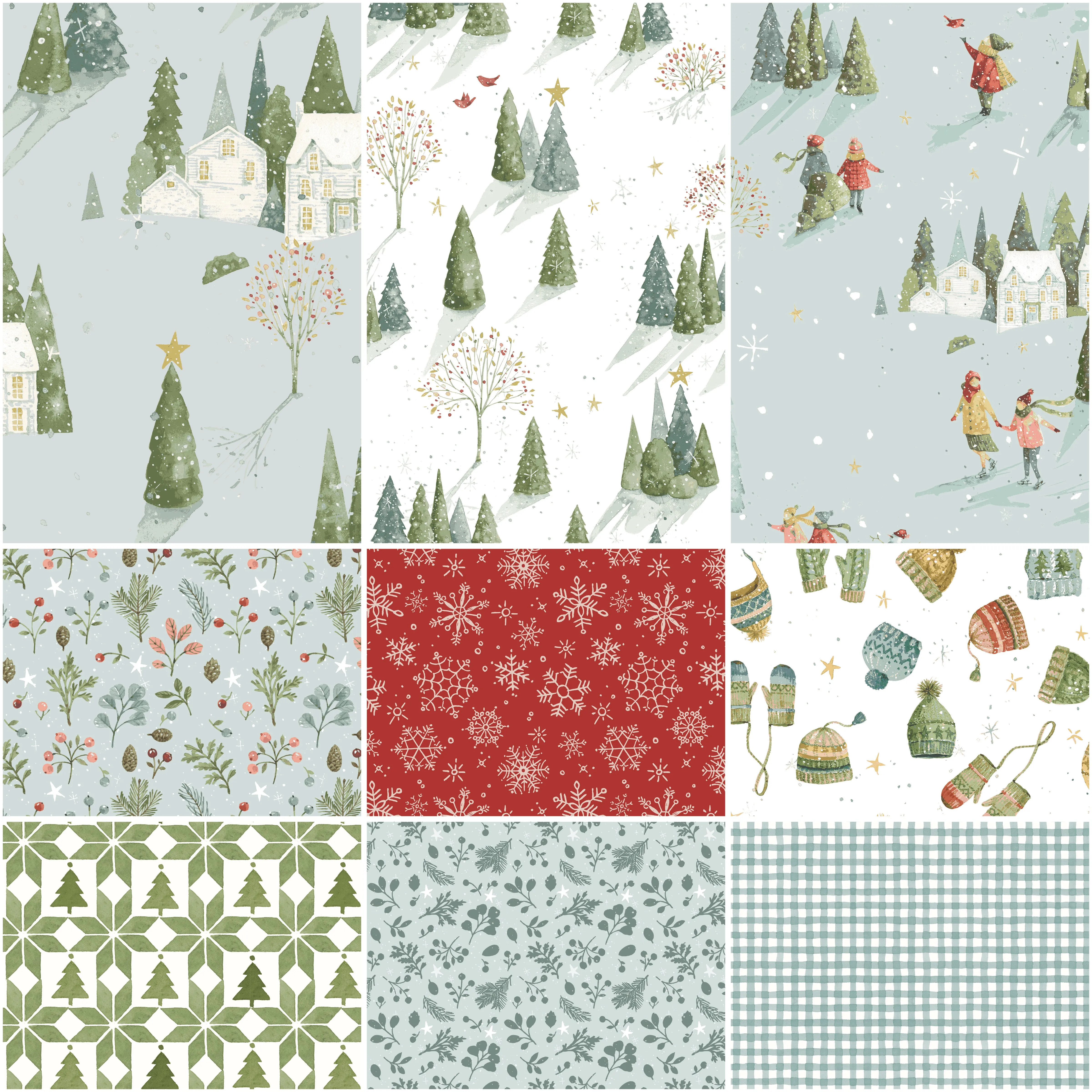 Magical Winterland | One Yard Bundle Blue by Lisa Audit for Riley Blake | 9pcs