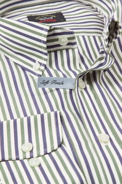 Paul & Shark Soft Touch Cotton Poplin Shirt | Green/Blue/White