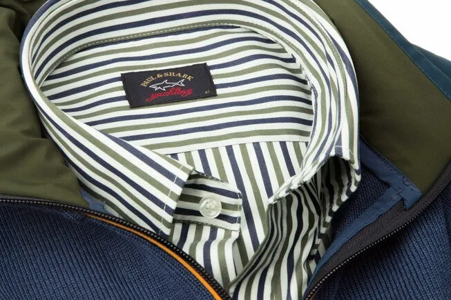 Paul & Shark Soft Touch Cotton Poplin Shirt | Green/Blue/White