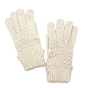 POM Cream Basket Knit Gloves