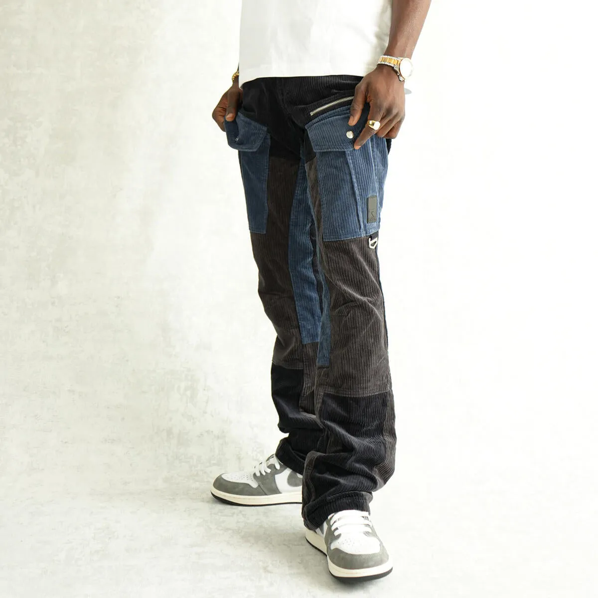 Rare Element - Cut & Sew - Multi Paneled Corduroy  Flare Pants - Navy