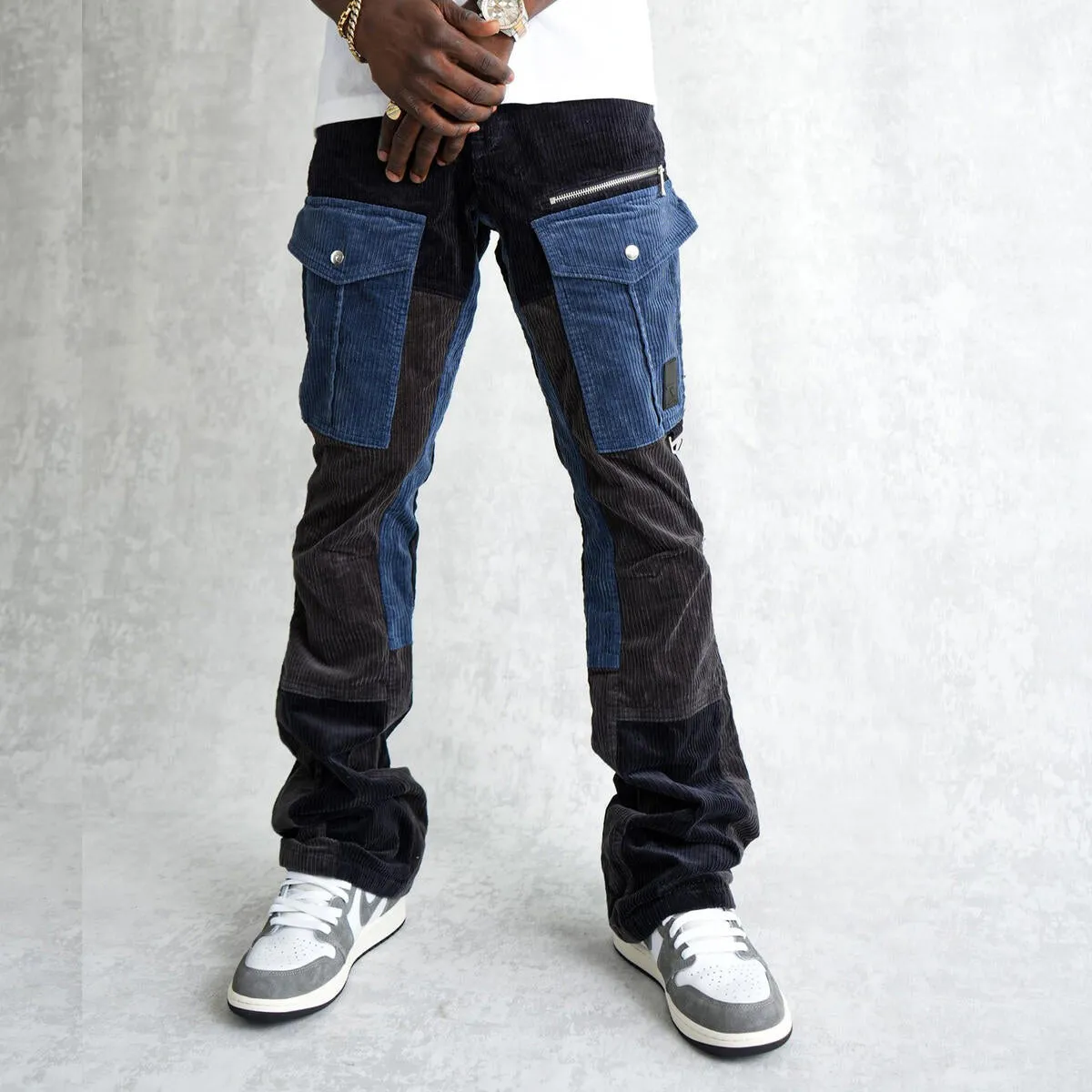 Rare Element - Cut & Sew - Multi Paneled Corduroy  Flare Pants - Navy