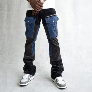 Rare Element - Cut & Sew - Multi Paneled Corduroy  Flare Pants - Navy
