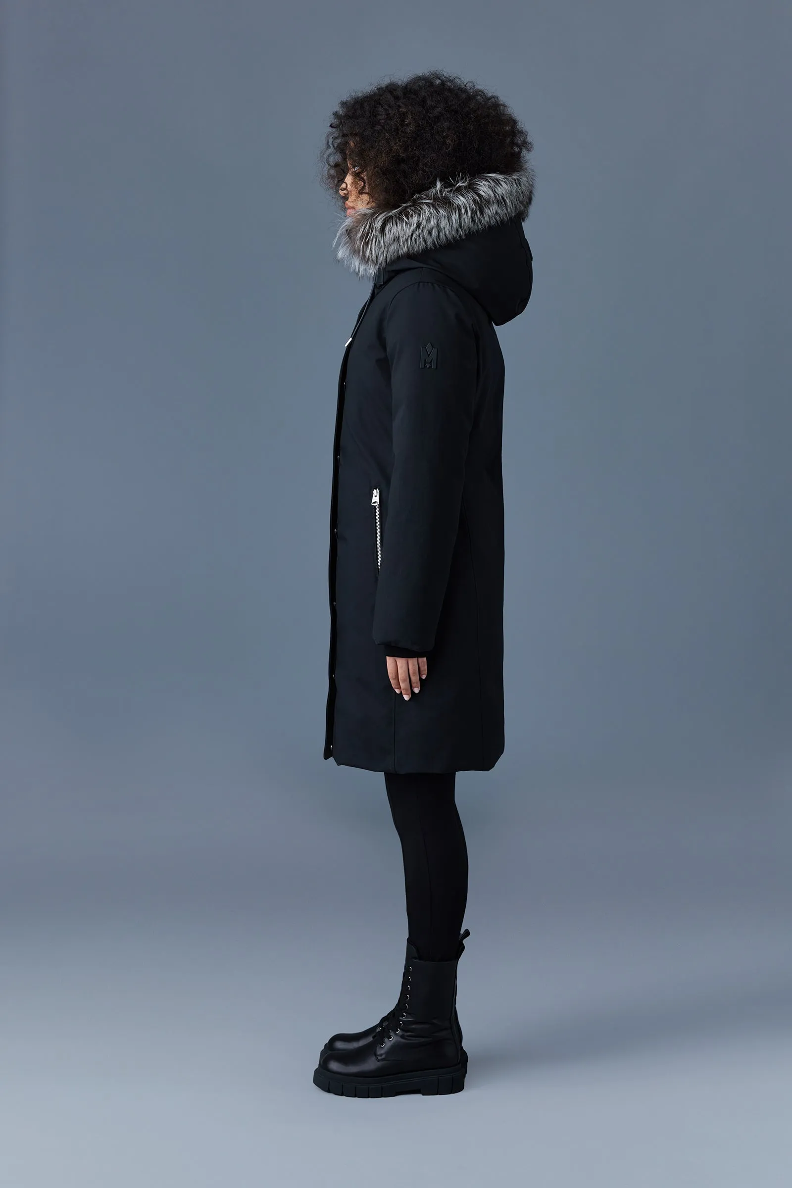 Shiloh 2-in-1 Down Coat Bib Silver Fox Fur